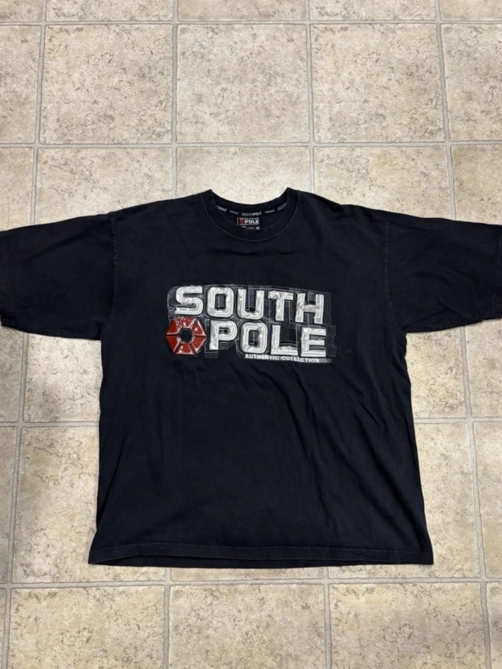 Vintage Y2K Southpole Puff 3D Print Spellout T-Shirt XL Black